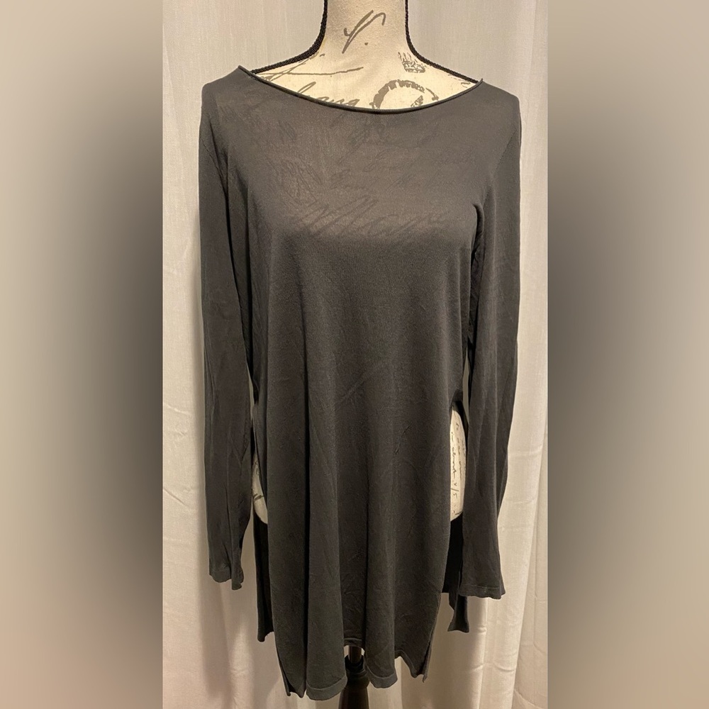 Eileen Fisher 100% Tencel Lyocell Knit dress Women's medium Gray Long Sleeve